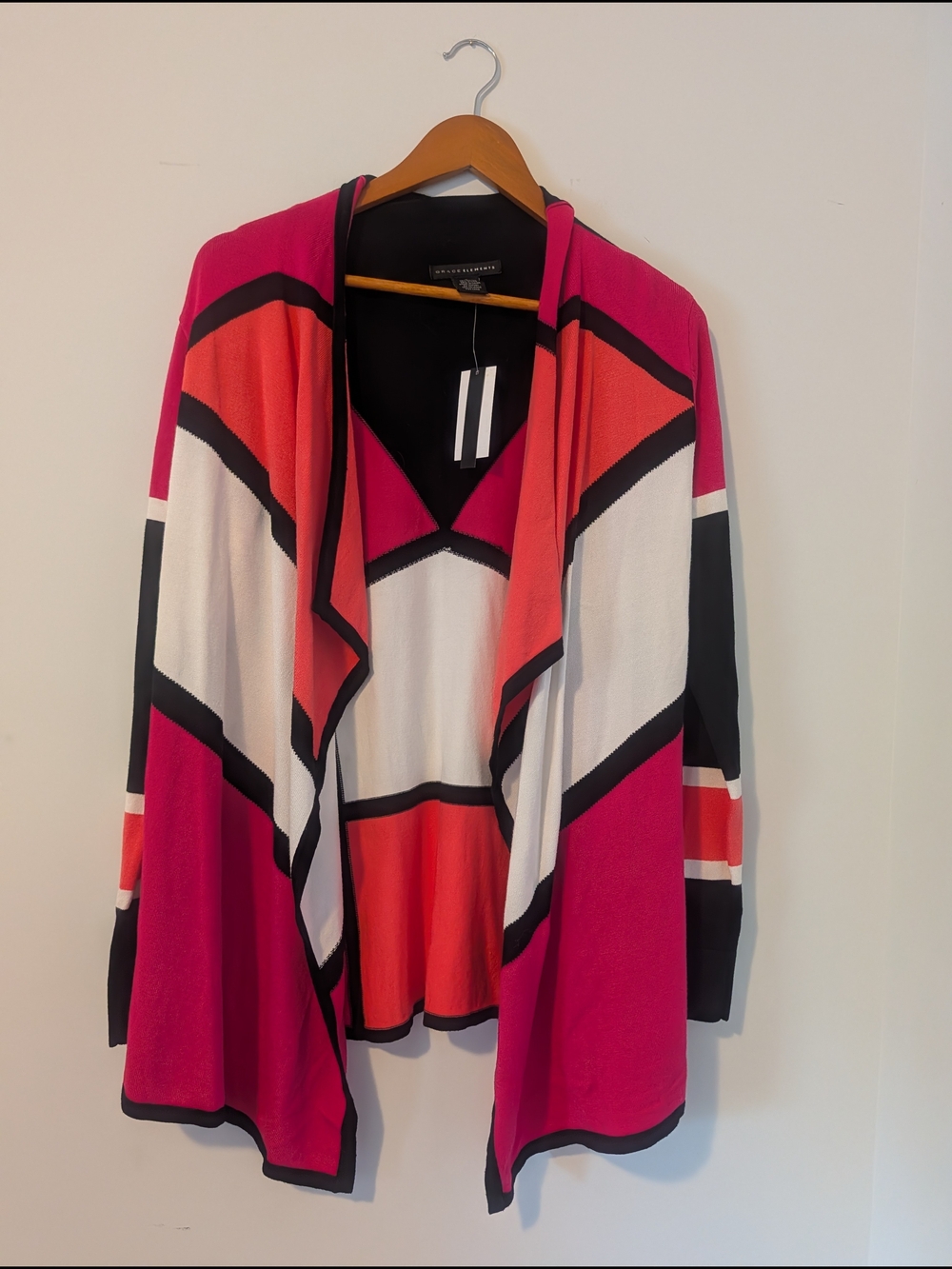 Grace Elements Pink & Coral Colorblock Open-Front Cardigan
